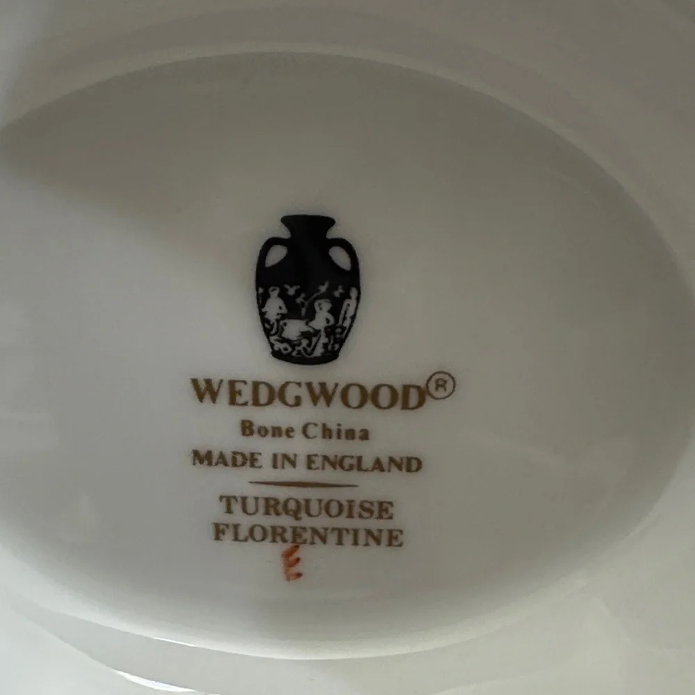 Wedgwood Turquoise Florentine Bone China Gravy Bowl. One piece